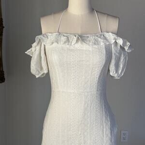 Milkmaid Eyelet Mini Dress White Cotton Fairycore Prairie M Hyfve